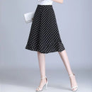 High Waist Wide Leg Pants Women Summer Loose Thin Chiffon Five-Quarter Length Anti-Light Skirt Trendy Casual Trousers
