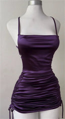 Vestido Mini Bodycon de Cetim com Costas Abertas - Balada Y2K