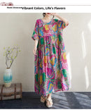 Boho Long Skirt Cotton Linen ort Sve round Ne fiti Flower plus Size Women Casual Summer Dr A-Line Skirt