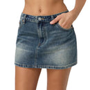 Vintage Denim Mini Skirts for Women Summer Fashion High Waist Straigth Short Faldas Casual Streetwear Classic Jean Skirt