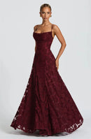 Vestido Longo Feminino Maxi com Alças Finas e Amarrão - Sexy Ombro Frio Festa Clube