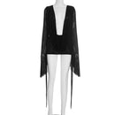 Vestido Mini de Renda com Decote Quadrado e Manga Bufante - Estilo Vintage