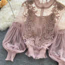 Lace Puff Long Sleeve Blouse Vintage Fashion Blouses Elegant Femme Blusas Korean Woman Tops Women Shirts Clothing Dropshipping