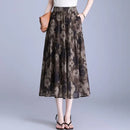 Women Floral Print Tiered Midi Skirt Elastic High Waist Pocketed Ruffle Hem Casual Boho Long Skirt