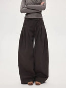 Women High Waist Wide Leg Pants 2025 Autumn Retro Cargo Wide Leg Pants Women's Curved Straight Floor Length Loose Casual Trouser