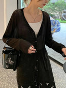 Women's Cardigan New V-neck Long Sleeved Female Shirt Female Jumpers Sun Protection Woman Top Spring Summer Knitted Cardigan