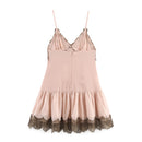 Vestido Midi Feminino com Renda Patchwork e Alças - Sexy Decote V Costas Abertas Fino Verão