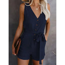 Macacão Feminino Casual Decote V com Short - Verão 2025