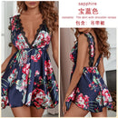 Vestido Feminino com Estampa e Alças de Cetim com Renda - Sexy Decote V Profundo Costas Abertas Elegante Verão