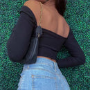 Cropped Manga Longa Feminino com Recortes - Decote V Slim Costas Abertas Outono/Inverno
