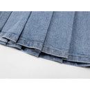 Denim Pleated Skirts Women Cute Lace-up Chic Girlish Summer Mini Skirt Korean Style Fashion Sexy High Waist Streetwear College