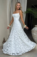 Vestido Longo Feminino Maxi com Alças Finas e Amarrão - Sexy Ombro Frio Festa Clube