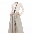 High Waist Women Suit Pants Straight Office Ladies Korean Fashion Trousers Casual Button Loose Female Black Pants New 2025