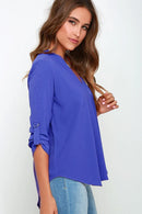 Women Tops Blouses Long Sleeve  V-Neck Chiffon Blouse office work Shirt