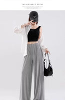 ay Wide Leg Pants Women's High Waist Loose Drapey Cool Casual Trousers Modal Cotton Comfortable Breathable Straight Cut