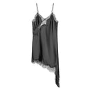 Vestido Curto Feminino de Cetim com Renda Assimétrica e Alças Finas - Sexy Festa 2026