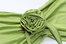 Two Piece Skirt Set for Women Sexy 3D Flower Tube Top High Split Long Maxi Skirt Womens Vacation Outfits