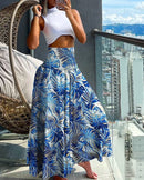 Women's Fashion Floral Print Skirt Casual High Waist Loose Long Skirts For Women Boho Holiday Beach Party Womens Clothing Summer