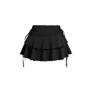 Pleated Mini Skirt Women Solid Color Sexy Folds Drawstring Leace-up Simple All-match Short Skirts Fashion Hot Girl Streetwear