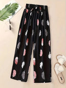 Floral Pants Spring and Summer Thin High Waist Slim Ice Silk Stretch Floral straight-leg Women's Pants