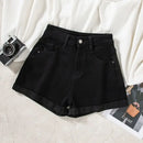 Denim Shorts Women High Waist Slender Korean Fashion Summer Frayed Buttons Zipper Tassel Loose Solid All-match Streetwear Chic