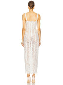 Vestido Longo Feminino com Renda e Decote Quadrado - Elegante Festa Noite