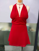 Vestido Mini Feminino Sexy com Halter e Amarrão - Bodycon Sem Manga Costas Abertas Festa Clube 2026