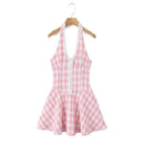 Vestido Feminino Branco com Renda Bordada e Halter - Sem Manga Costas Abertas Sexy Linha A Festa 2025