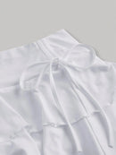 Pleated Mini Skirt Women Solid Color Sexy Folds Drawstring Leace-up Simple All-match Short Skirts Fashion Hot Girl Streetwear