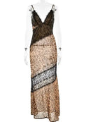Vestido Maxi Feminino com Estampa de Leopardo e Alças - Sexy See Through Sem Manga Costas Abertas Praia Clube