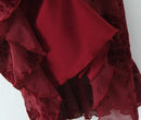 French Vintage Sexy Spaghetti Straps Flowers Short Dress Bungundy Black