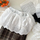 Lace Mini Skirts Women Elegant Sweet Lolita Short Skirts High Waist Y2k Streetwear Ruffle Skirts Lace Trim Butt Curtain Skirt