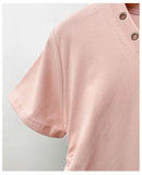 Women's V-Neck Rivet Detail Ruched Short Sleeve T-shirt Casual Slim Fit Crop Top