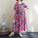 Boho Long Skirt Cotton Linen ort Sve round Ne fiti Flower plus Size Women Casual Summer Dr A-Line Skirt