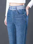 High Waist Skinny Denim Pants Mom Pencil Jeans Women Casual Streetwear Big Size 36 Retro Stretch Vaqueros Korean Jeansy Pantalon