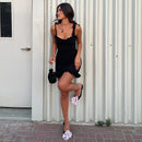 Vestido Mini Feminino Elegante com Babados e Bandagem - Sexy Slim Festa Aniversário