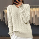 V-Neck Women's Sweater Autumn Winter New Fashion Long Sleeved Knit Pullover Warm Solid Basic Wool Female Tops Knitwear