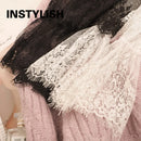 Sexy Women Lace Blouses Long Flared Sleeve High Collar Inner Wear Lace Shirt Base Tunic Top Perspective Vintage Bottom Blouse