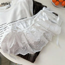Lace Mini Skirts Women Elegant Sweet Lolita Short Skirts High Waist Y2k Streetwear Ruffle Skirts Lace Trim Butt Curtain Skirt