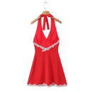 Vestido Halter Mini Feminino com Renda e Poá - Elegante, Sexy, Costas Abertas - Verão 2025
