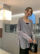 Women's Cardigan New V-neck Long Sleeved Female Shirt Female Jumpers Sun Protection Woman Top Spring Summer Knitted Cardigan