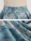 Floral Print Summer Skirt Women High Waist Swing 50s Vintage Retro Rockabilly Midi Pleated Skirts Faldas