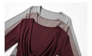 Elegant Ruched Cross V Neck Knit Top Slim Fit Long Sleeve Shirt for Women Chic Casual Early Spring Daily Base Layer Style Lady