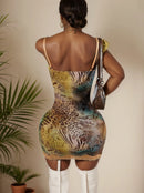 Vestido Mini de Renda Estampado com Alças Finas - Estilo Resort