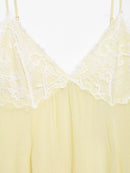 Vestido Curto Feminino Amarelo Chic com Alças e Renda - Sexy Cor Sólida Costas Abertas Praia Férias 2026