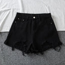Denim Shorts Women High Waist Slender Korean Fashion Summer Frayed Buttons Zipper Tassel Loose Solid All-match Streetwear Chic